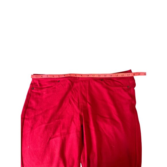 HUE Womens XL Pants Red Stretch Skinny Cotton Blend Preppy - Picture 9 of 10